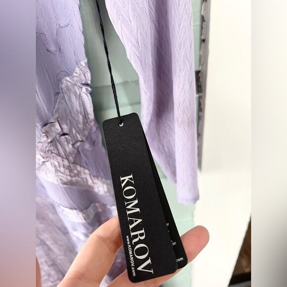 Komarov NWT XL purple chiffon midi dress black ombre 3/4 sleeve pleated MOB fall - Picture 4 of 11